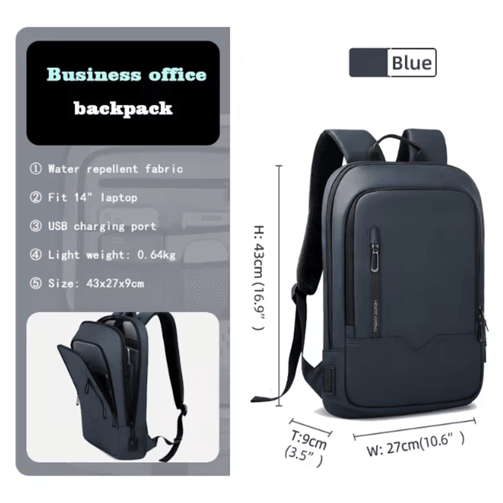 HK Slim 156 Inches Waterproof Laptop Backpack USB Charging Business Travel Bag For Men 5