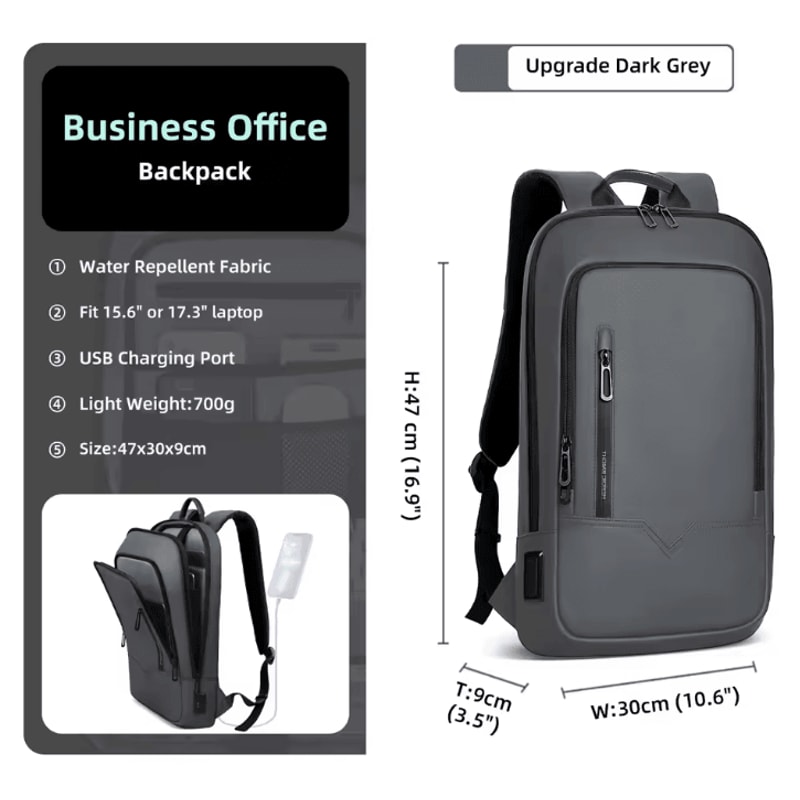 HK Slim 156 Inches Waterproof Laptop Backpack USB Charging Business Travel Bag For Men 8