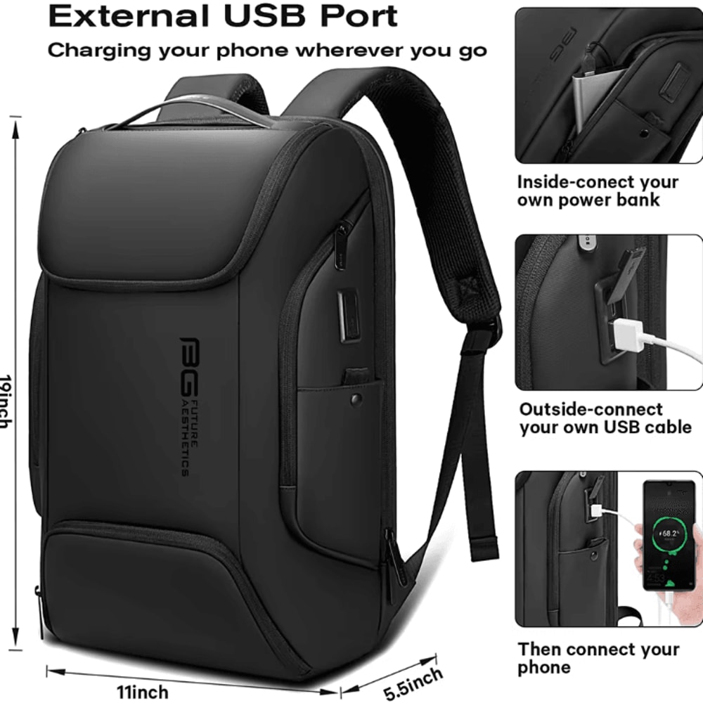 BANGE Business USB Charging Laptop Backpack Waterproof 156 Inch Smart Travel Work Bag 3