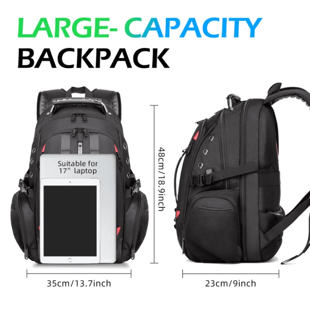 BANGE 40L MultiFunction Laptop Backpack Durable 17 Inch Travel School Bag With USB Recharge Port 5