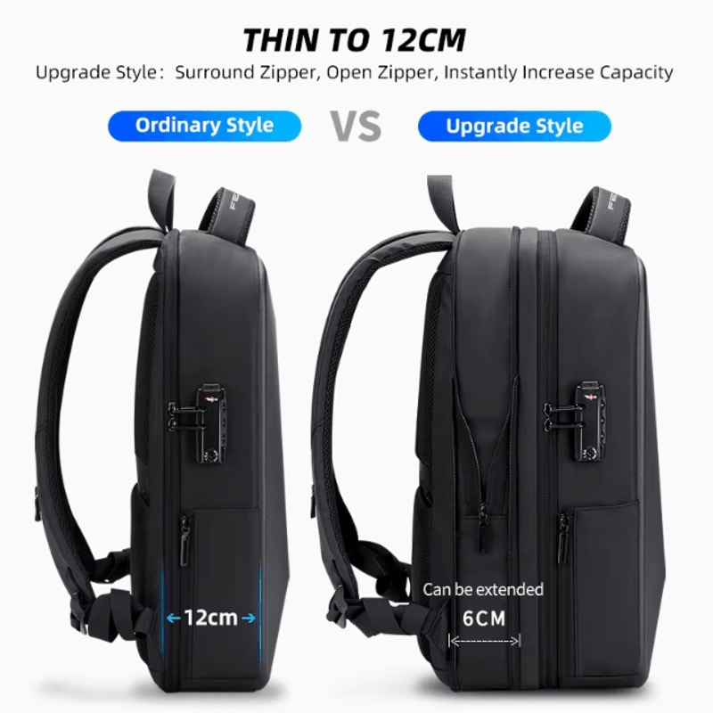 Fenruien AntiTheft Waterproof Laptop Backpack USB Charging Travel Business School Bag 2