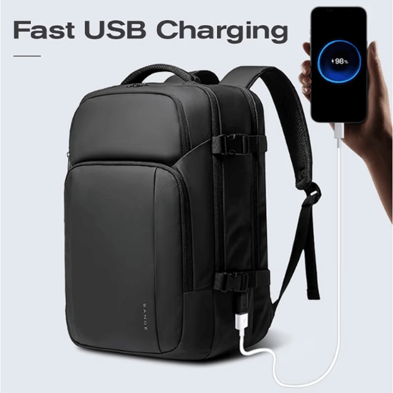 BANGE 40L USB Charging Laptop Backpack Large Waterproof Oxford Travel Business Bag For 156Inches 2