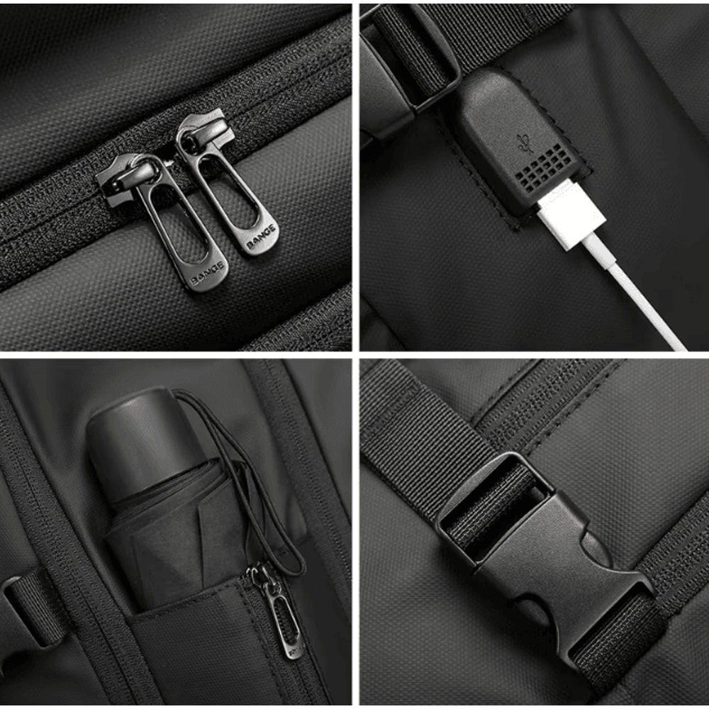 BANGE 40L USB Charging Laptop Backpack Large Waterproof Oxford Travel Business Bag For 156Inches 4