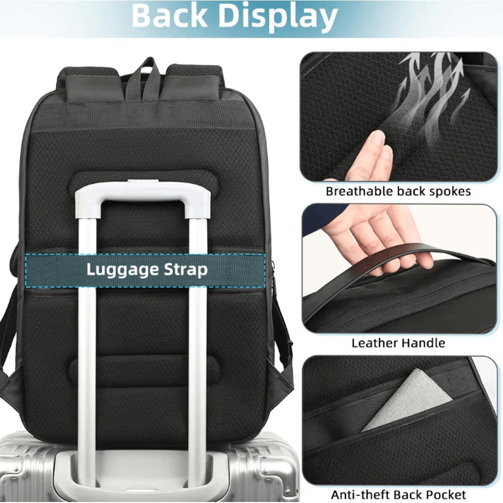 Heroic Knight 173Inch Business Laptop Backpack Waterproof HighCapacity Travel Bag With USB Chargin 1