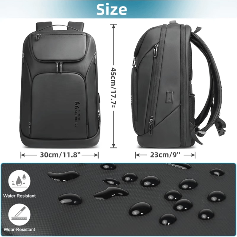 Heroic Knight 173Inch Business Laptop Backpack Waterproof HighCapacity Travel Bag With USB Chargin 4