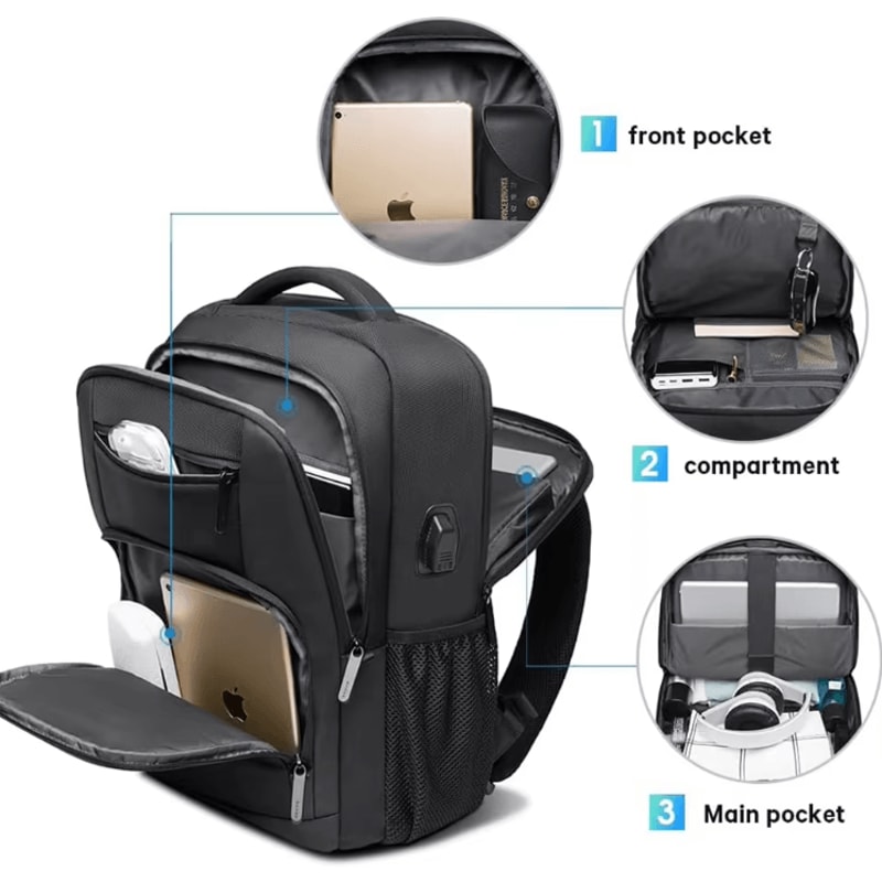 BANGE Travel Waterproof USB Charging Backpack Fits 156Inch Laptop For School Work Travel 1