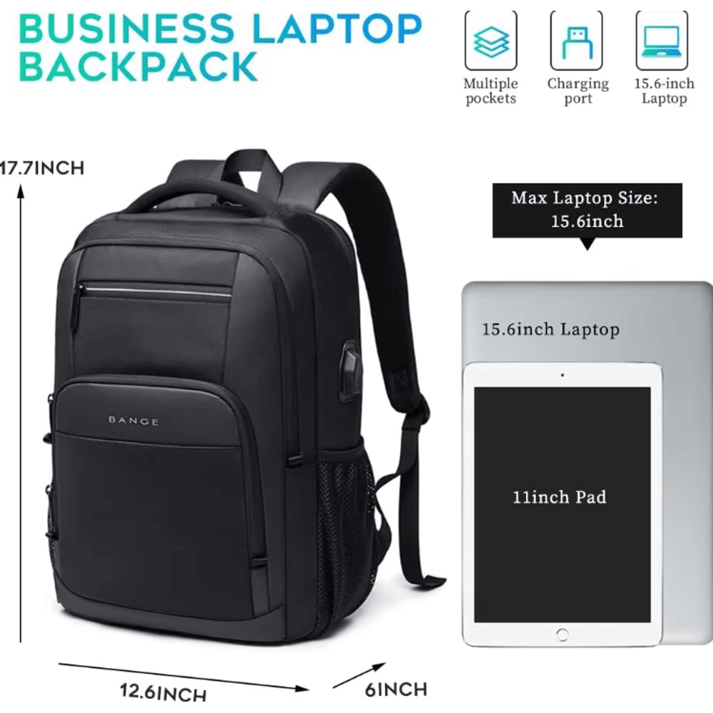 BANGE Travel Waterproof USB Charging Backpack Fits 156Inch Laptop For School Work Travel 5