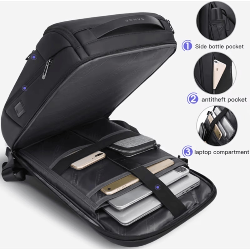 BANGE USB Charging Waterproof 17Inch Laptop Backpack Travel Business School Mochila For Men 3
