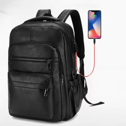 urbanedge usb charging pu leather laptop backpack – large capacity computer & school bag for teenage boys