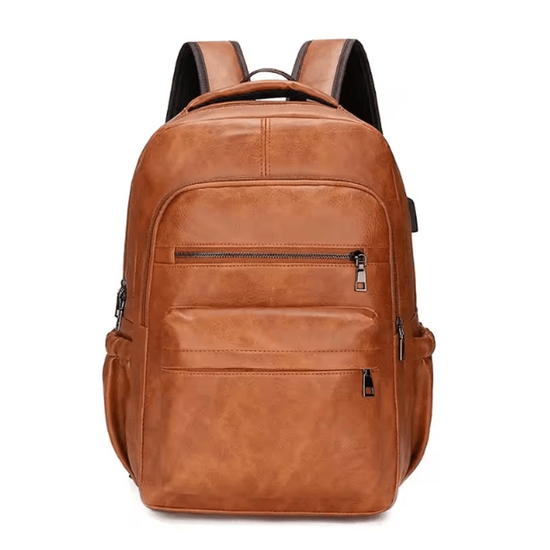 UrbanEdge USB Charging PU Leather Laptop Backpack Large Capacity Computer School Bag For Teenage 5