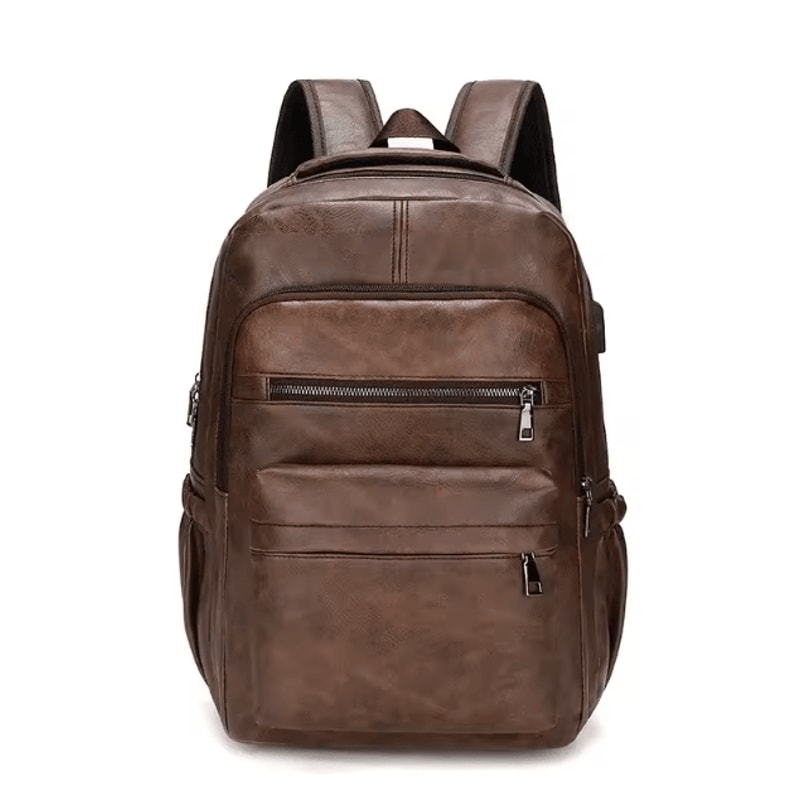 UrbanEdge USB Charging PU Leather Laptop Backpack Large Capacity Computer School Bag For Teenage 6