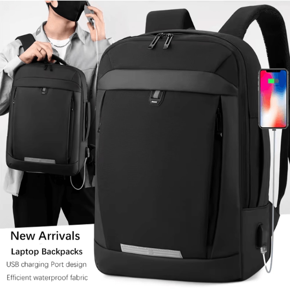 TitanPro 17Inch Business Laptop Backpack Waterproof Expandable USB Charging Bag For Men 1