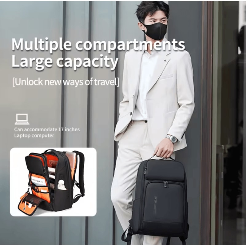 Fenruien 35L Business Waterproof Laptop Backpack USB Charging Bag Fit 156Inch For Travel Work 2