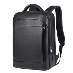 genuineleather 15.6-inch mens leather laptop backpack – usb charging anti-theft waterproof travel bag