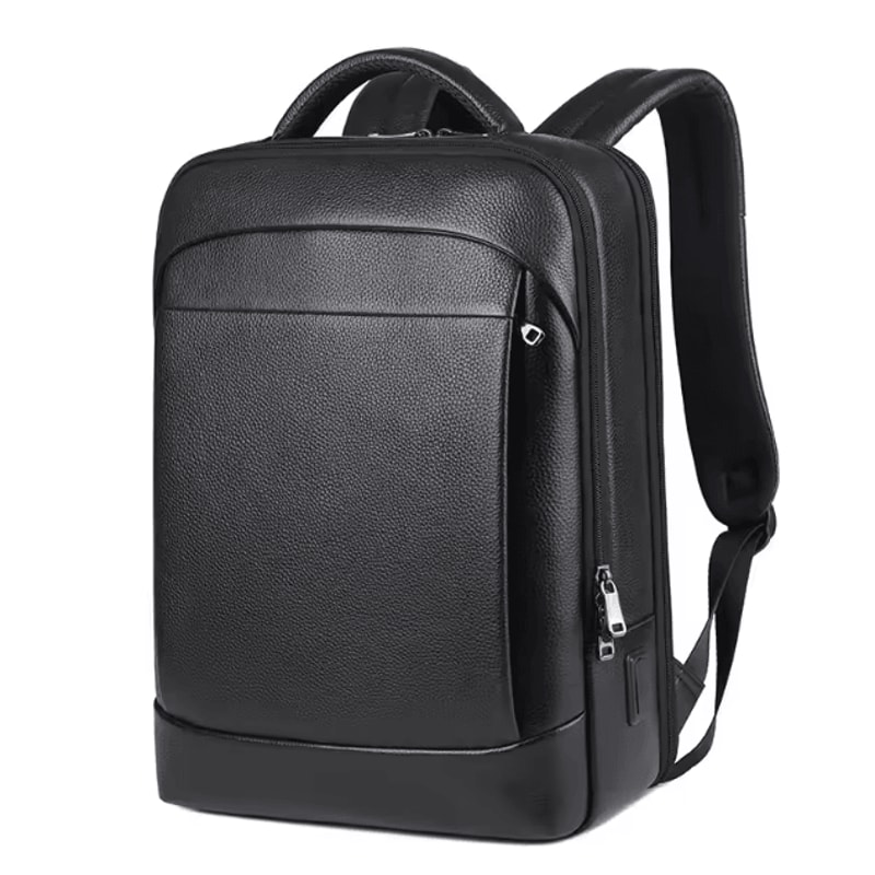 GenuineLeather 156Inch Mens Leather Laptop Backpack USB Charging AntiTheft Waterproof Travel Bag 0