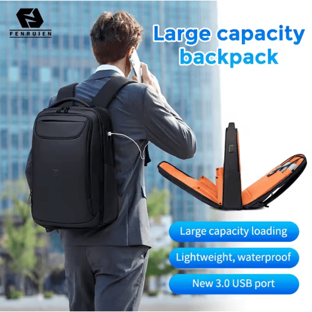 FENRUIEN 30 USB Charging Backpack Large Capacity Multifunction Waterproof School Business Bag For 1