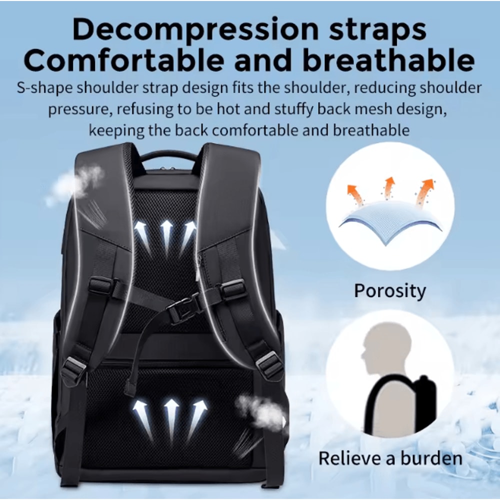 FENRUIEN 30 USB Charging Backpack Large Capacity Multifunction Waterproof School Business Bag For 5