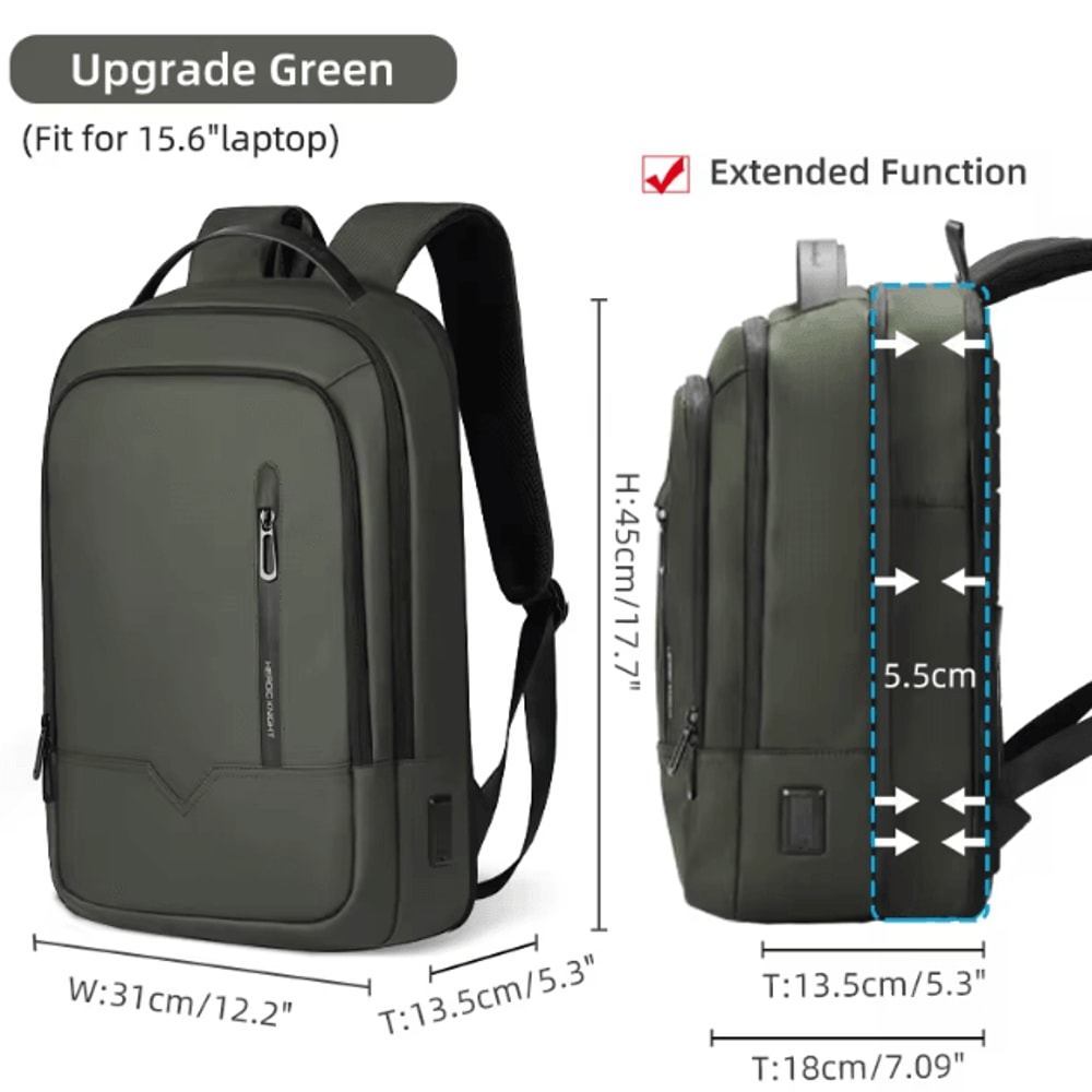 Heroic Knight Slim 156Inch Laptop Backpack Waterproof Business School Bag With USB Charging 7