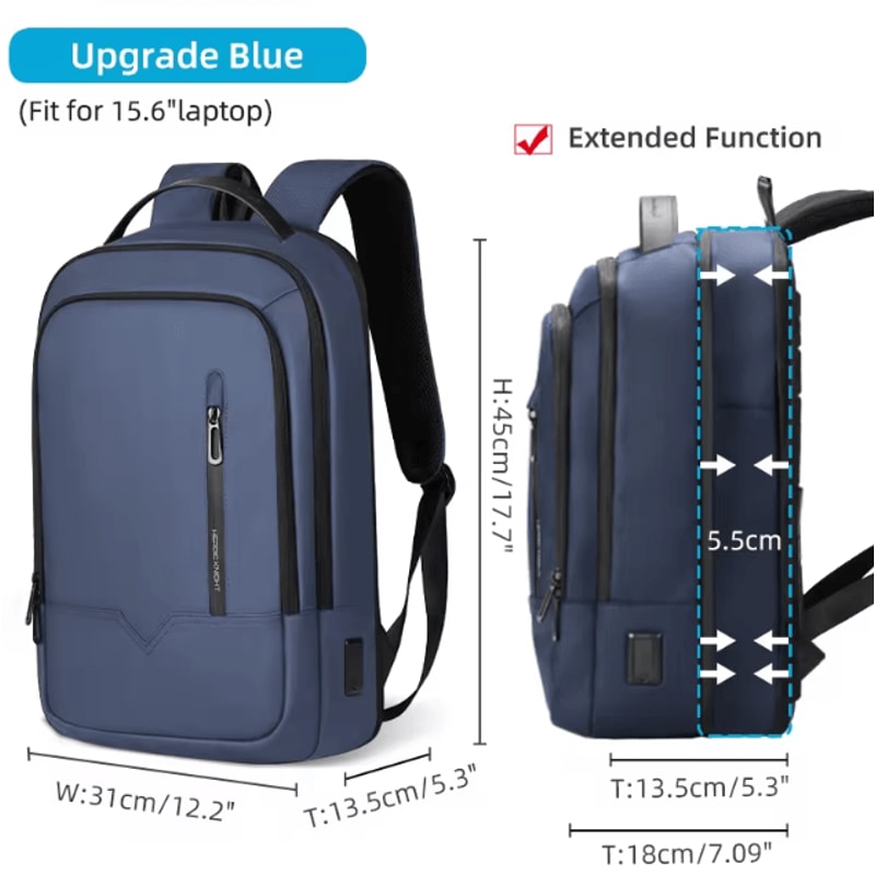 Heroic Knight Slim 156Inch Laptop Backpack Waterproof Business School Bag With USB Charging 8