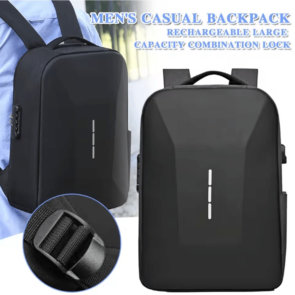 SecurePort 17Inch Portable Casual Laptop Backpack Large Capacity Waterproof Daypack With USB Charg 0