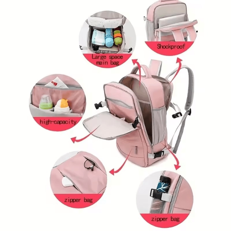 VoyagerPro Womens Multifunction Travel Backpack Large Capacity Waterproof Bag With Shoe Storage 2