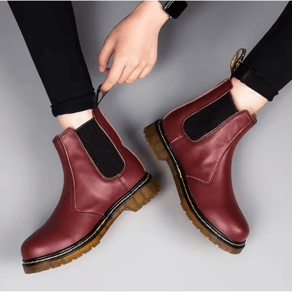 EdgeStride Unisex Leather Chelsea Boots Autumn Breathable Ankle Platform Shoes 1