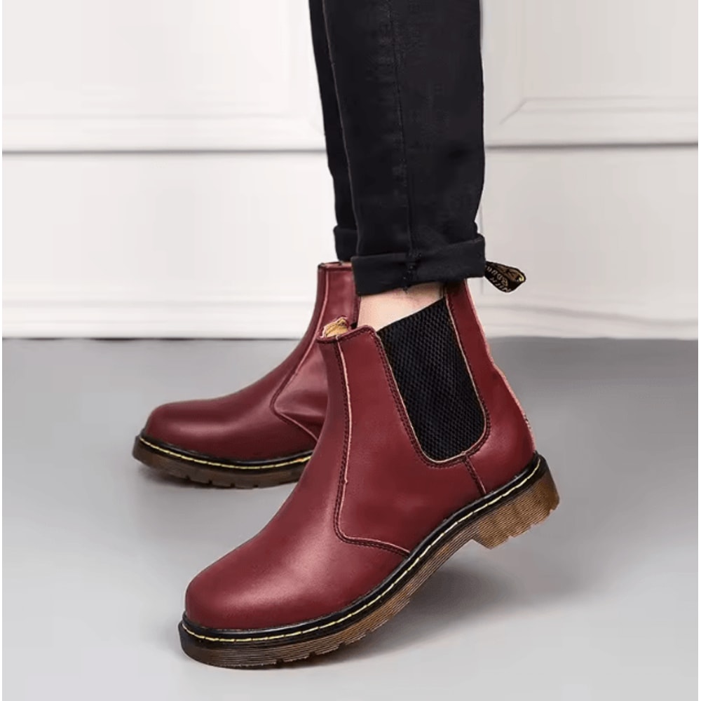 EdgeStride Unisex Leather Chelsea Boots Autumn Breathable Ankle Platform Shoes 3