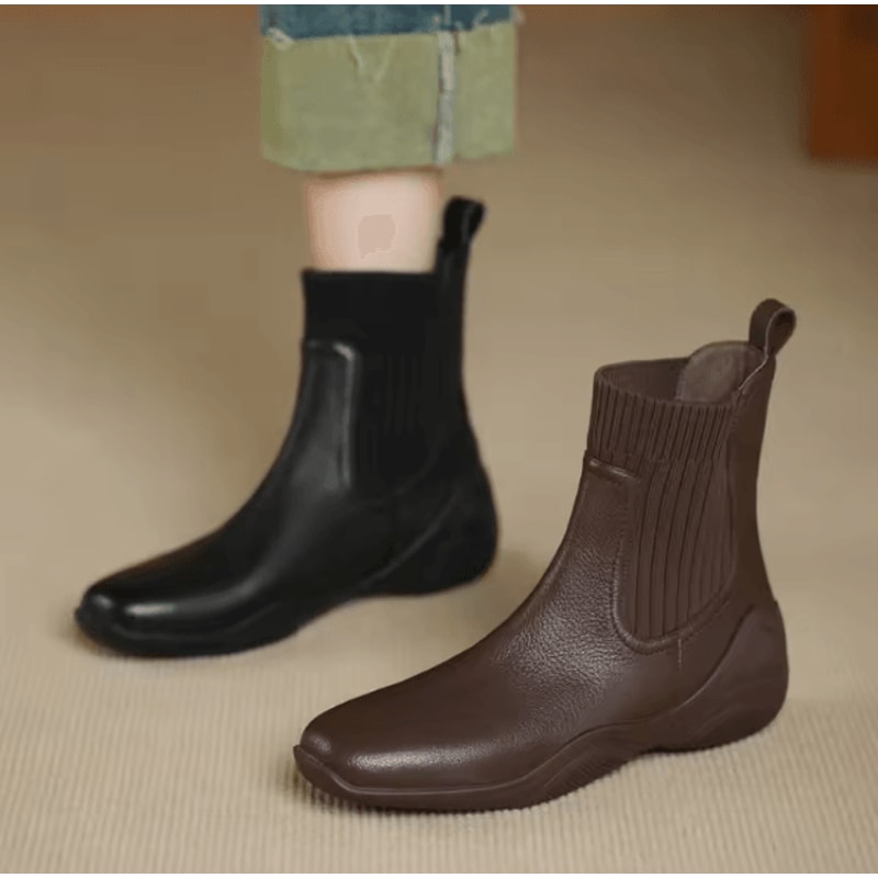 NovaFlex 2025 Womens Soft Leather Sock Boots Stretch Chelsea AutumnWinter Fashion Boots 1