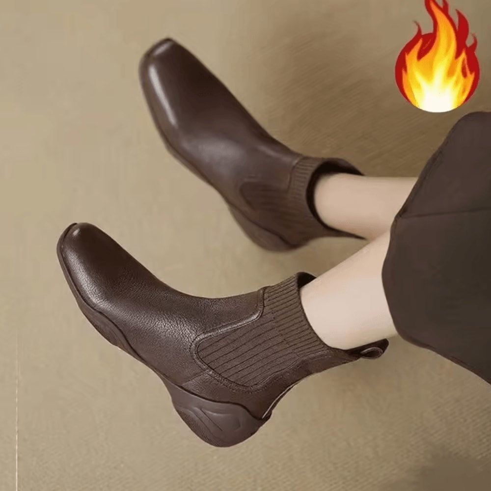 NovaFlex 2025 Womens Soft Leather Sock Boots Stretch Chelsea AutumnWinter Fashion Boots 5