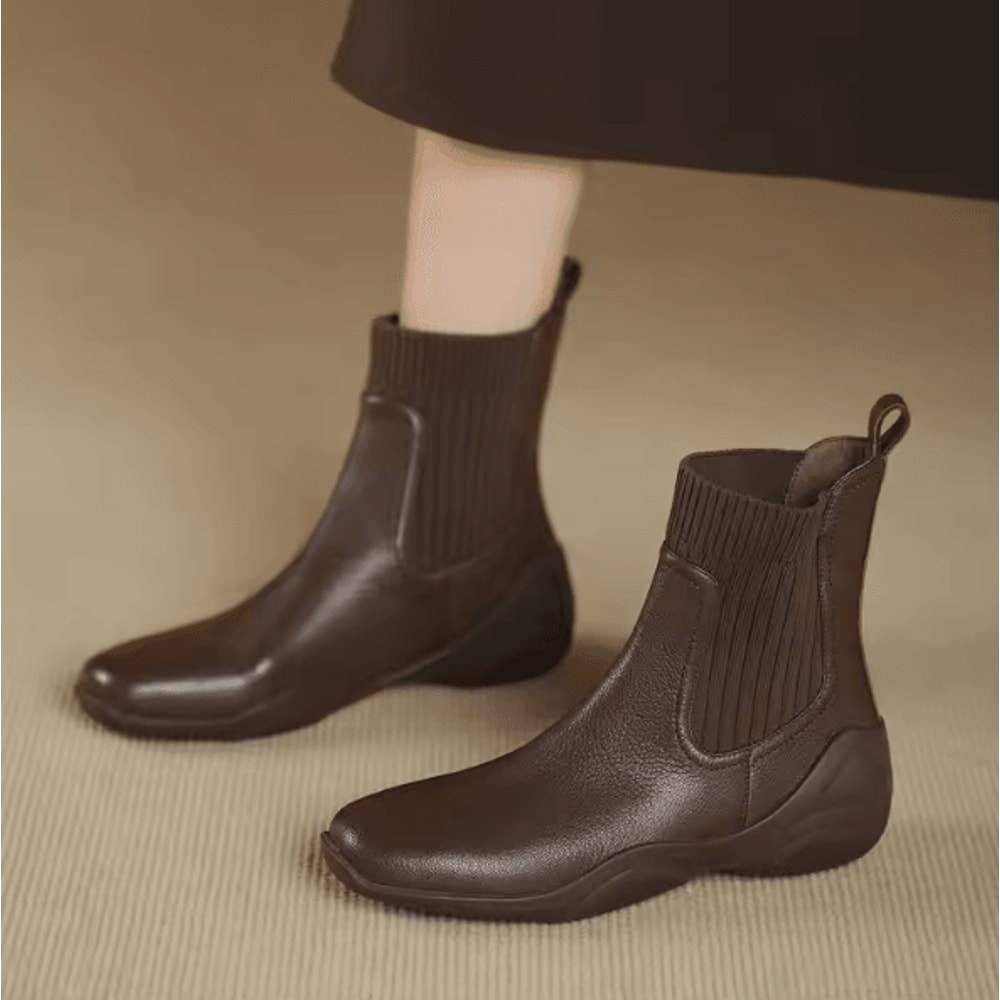 NovaFlex 2025 Womens Soft Leather Sock Boots Stretch Chelsea AutumnWinter Fashion Boots 7