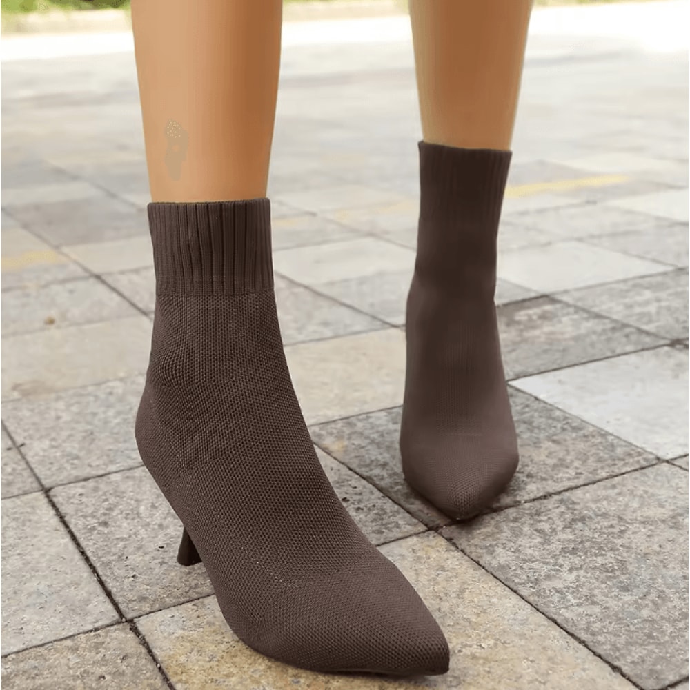 NovaCurve Womens Stretch Fabric Chelsea Boots AutumnWinter Sock Boots With Pointed Heel 1