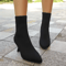 NovaCurve Womens Stretch Fabric Chelsea Boots AutumnWinter Sock Boots With Pointed Heel 2