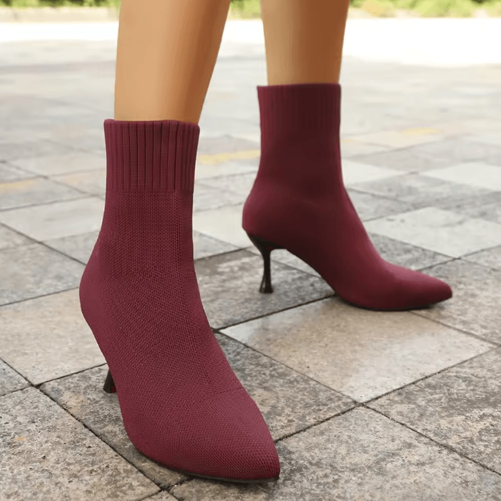 NovaCurve Womens Stretch Fabric Chelsea Boots AutumnWinter Sock Boots With Pointed Heel 4