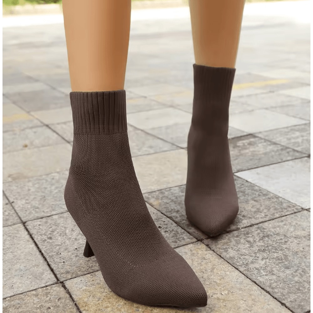 NovaCurve Womens Stretch Fabric Chelsea Boots AutumnWinter Sock Boots With Pointed Heel 7