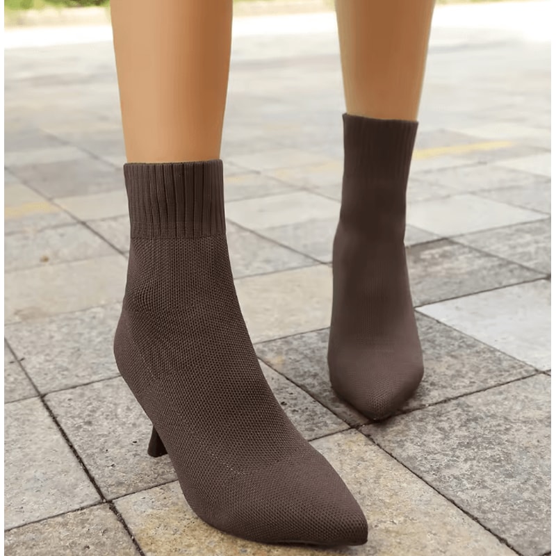 NovaCurve Womens Stretch Fabric Chelsea Boots AutumnWinter Sock Boots With Pointed Heel 7