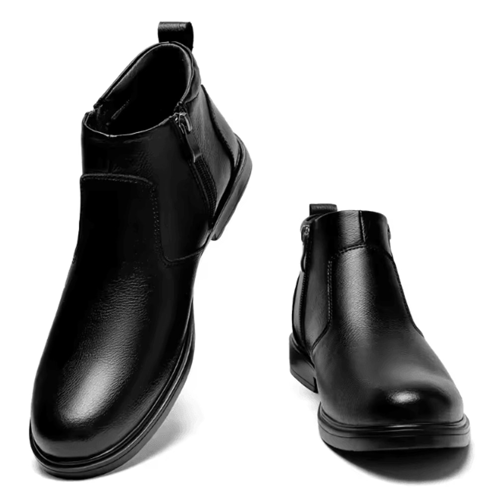 RegalStride Mens Brogue Chelsea Leather Boots Genuine Leather Winter Plush Ankle Shoes 0