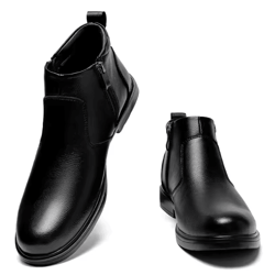 regalstride mens brogue chelsea leather boots – genuine leather winter plush ankle shoes