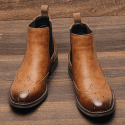 heritageelite 2025 mens brogue chelsea boots – american style leather ankle shoes