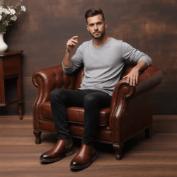 heritagebrogue mens classic brogue chelsea boots – comfortable fashion leather ankle shoes