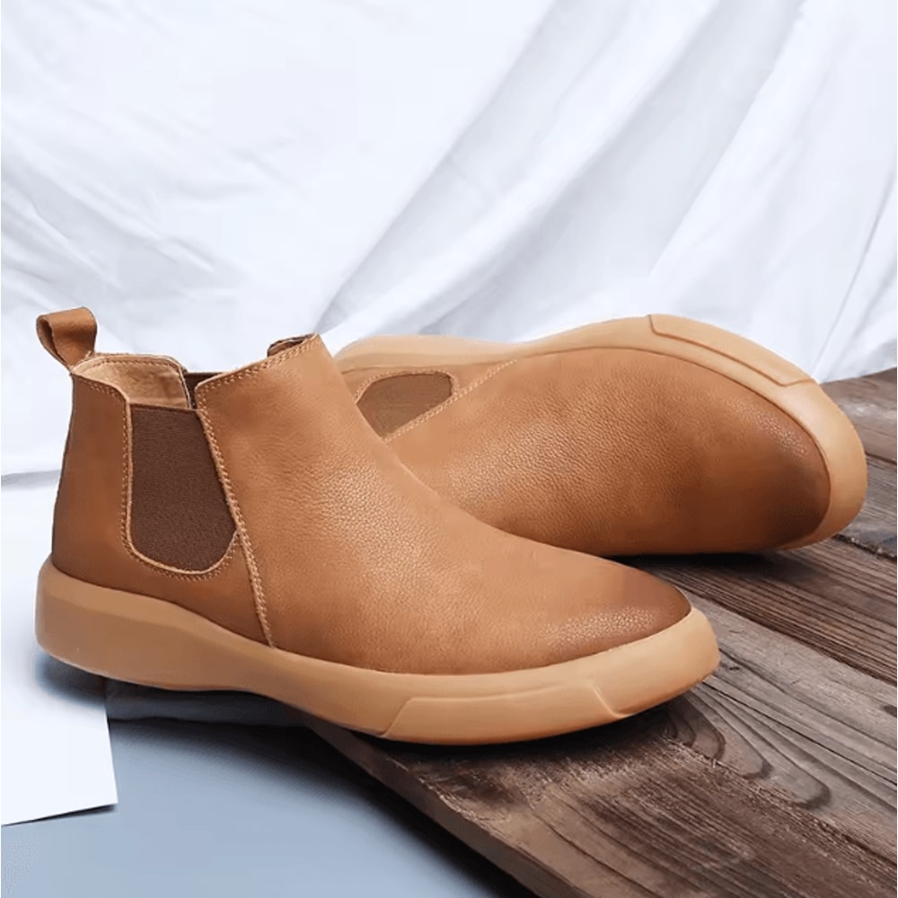 ArcticGuard Mens Fur Lined Leather Chelsea Boots Winter High Top Casual Outdoor Work Shoes 6