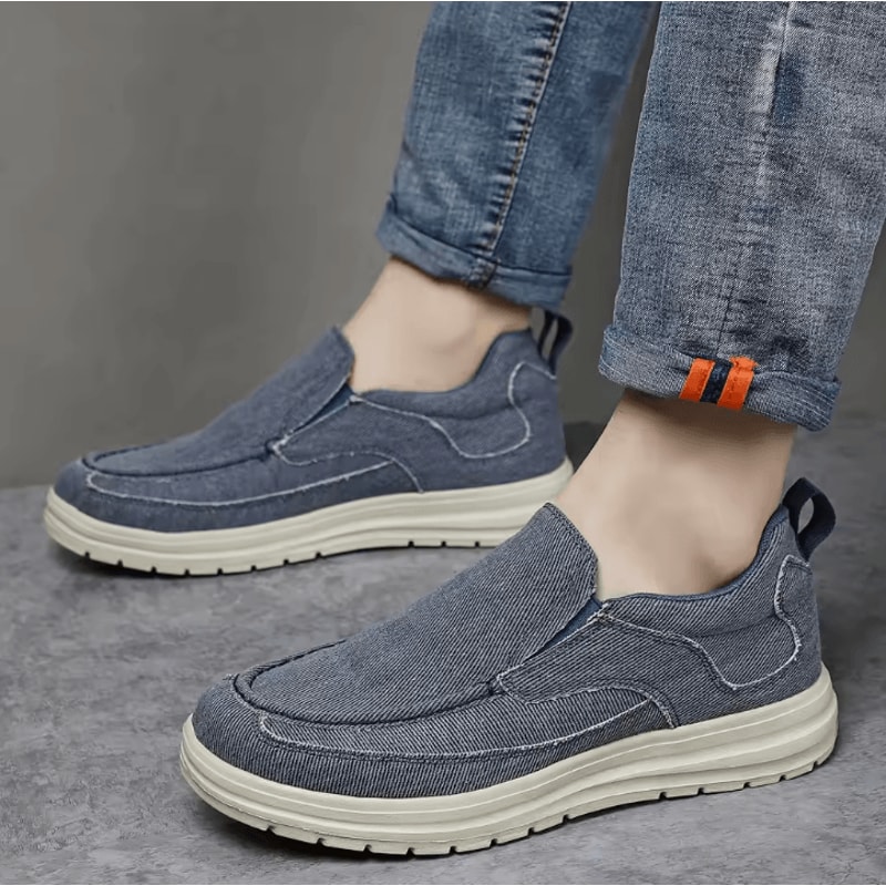 Mens Canvas Slip On Shoes Breathable Lightweight Casual Sneakers Driving And Walking Shoes 4