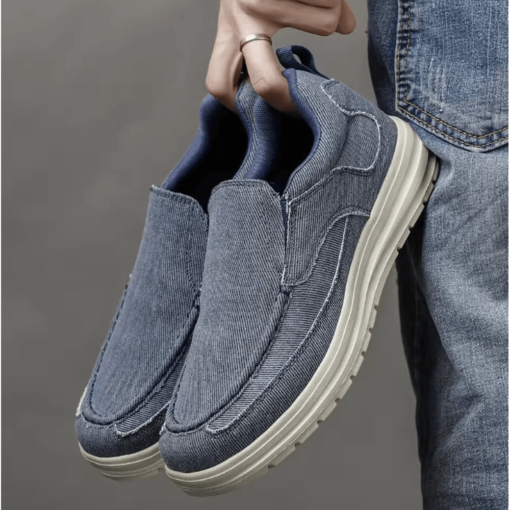 Mens Canvas Slip On Shoes Breathable Lightweight Casual Sneakers Driving And Walking Shoes 5