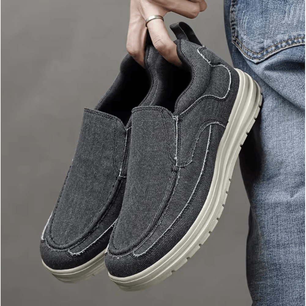 Mens Canvas Slip On Shoes Breathable Lightweight Casual Sneakers Driving And Walking Shoes 7