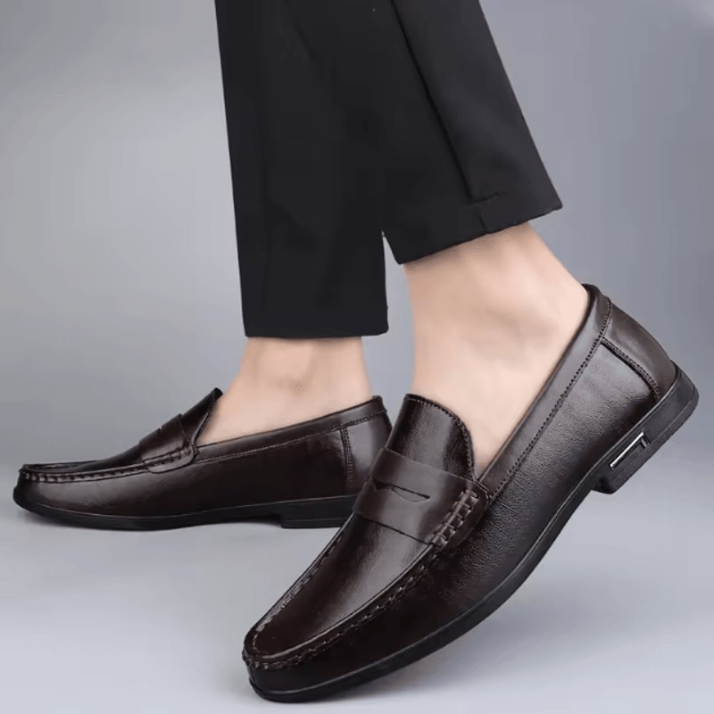 Genuine Leather Mens Casual And Office Formal Loafers Breathable Driving Shoes Plus Size 1