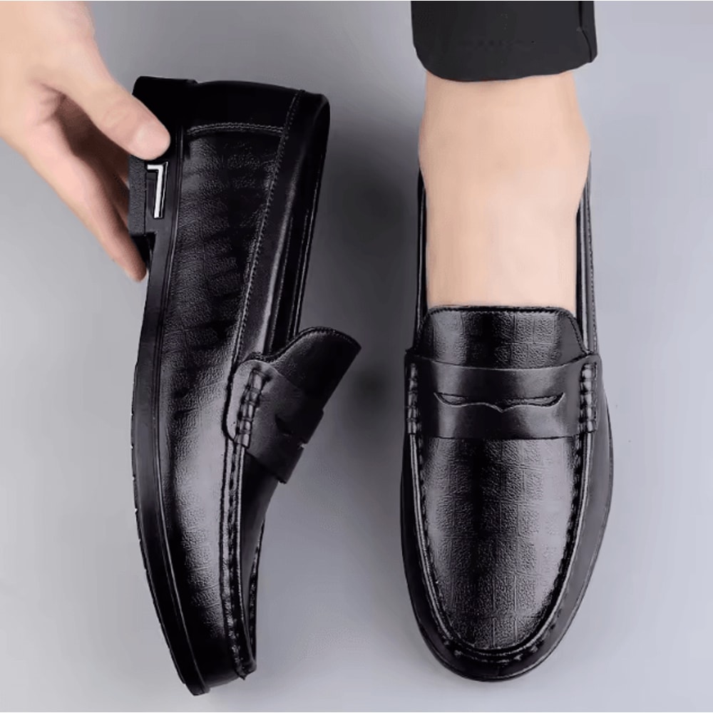 Genuine Leather Mens Casual And Office Formal Loafers Breathable Driving Shoes Plus Size 2