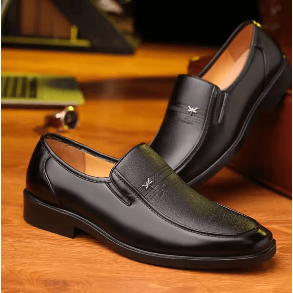 Genuine Leather Mens Business Loafers Breathable Formal Slip On Driving Shoes 2