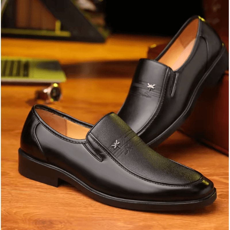 Genuine Leather Mens Business Loafers Breathable Formal Slip On Driving Shoes 2