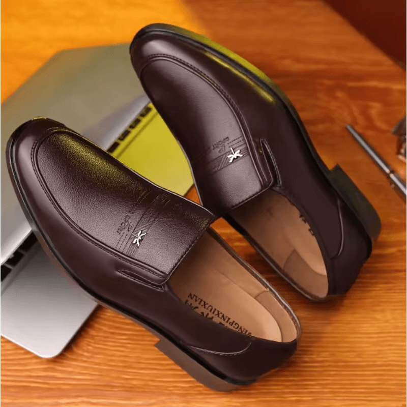 Genuine Leather Mens Business Loafers Breathable Formal Slip On Driving Shoes 4