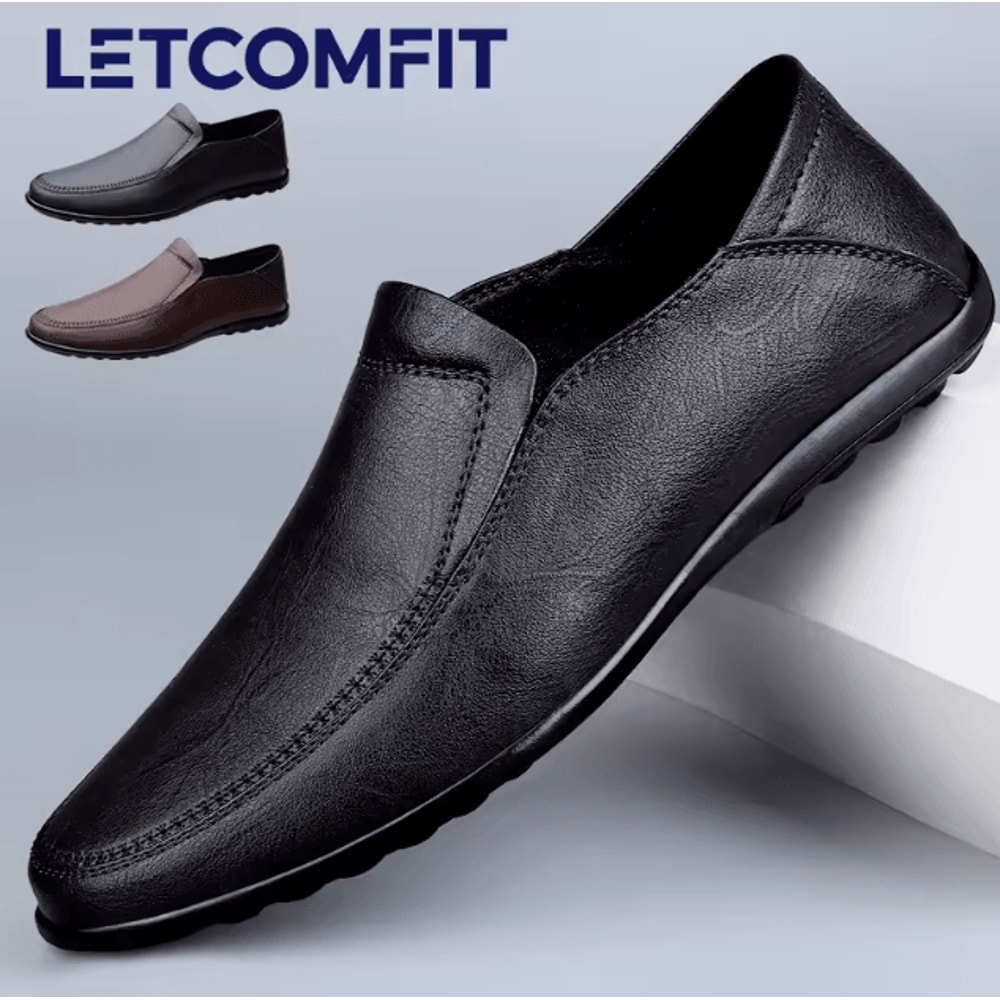 Genuine Leather Mens Casual And Formal Loafers Breathable Slip On Driving Shoes 0