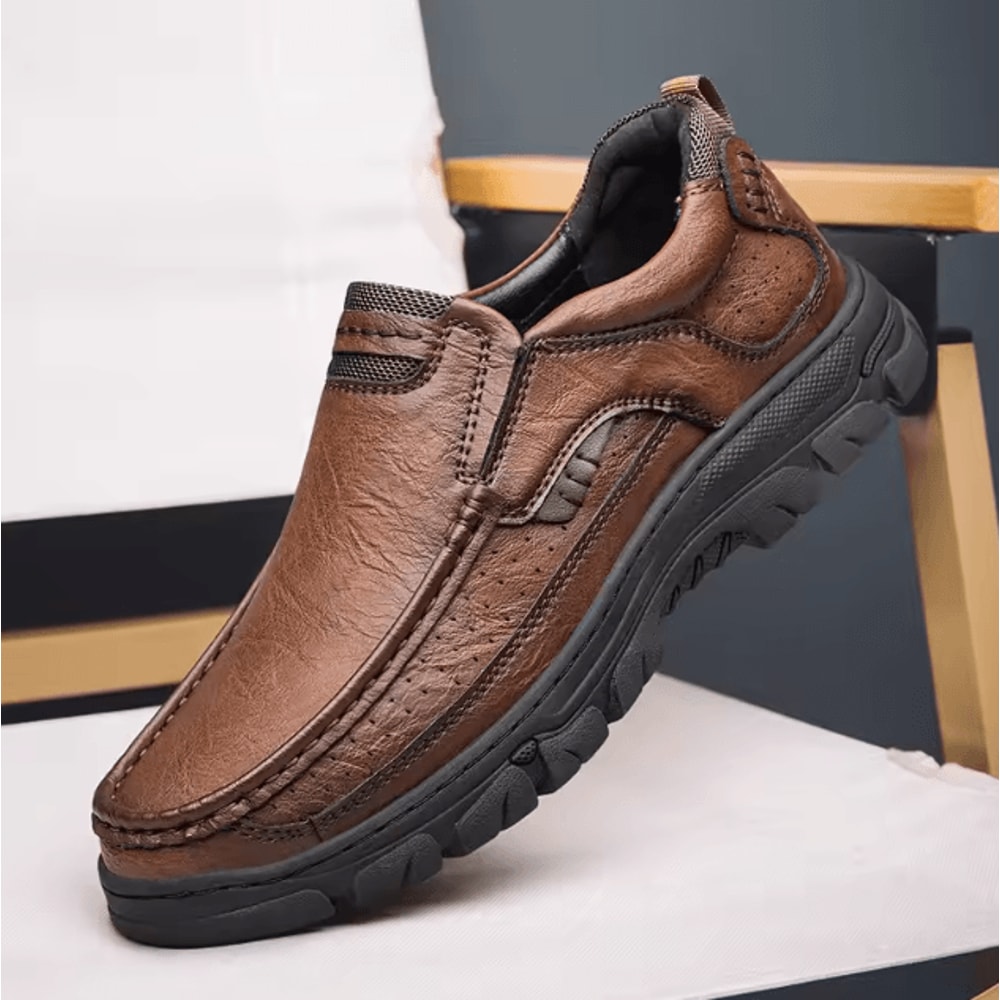 Genuine Leather Mens Handmade Casual Loafers Breathable Comfortable Slip On Driving Shoes 1